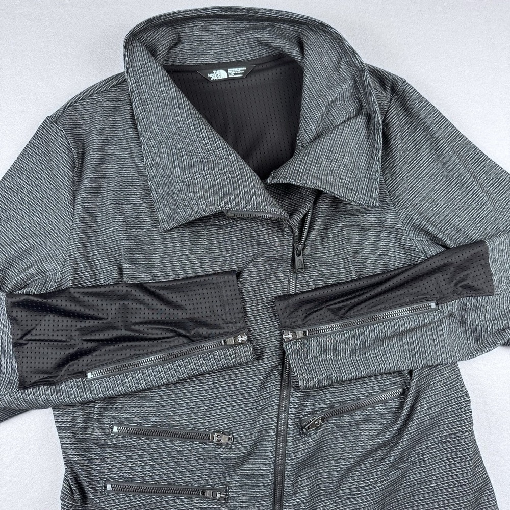 The Northface Perfect Core Moto Jacket Women L Gray Asymmetrical Zip Outdoors
